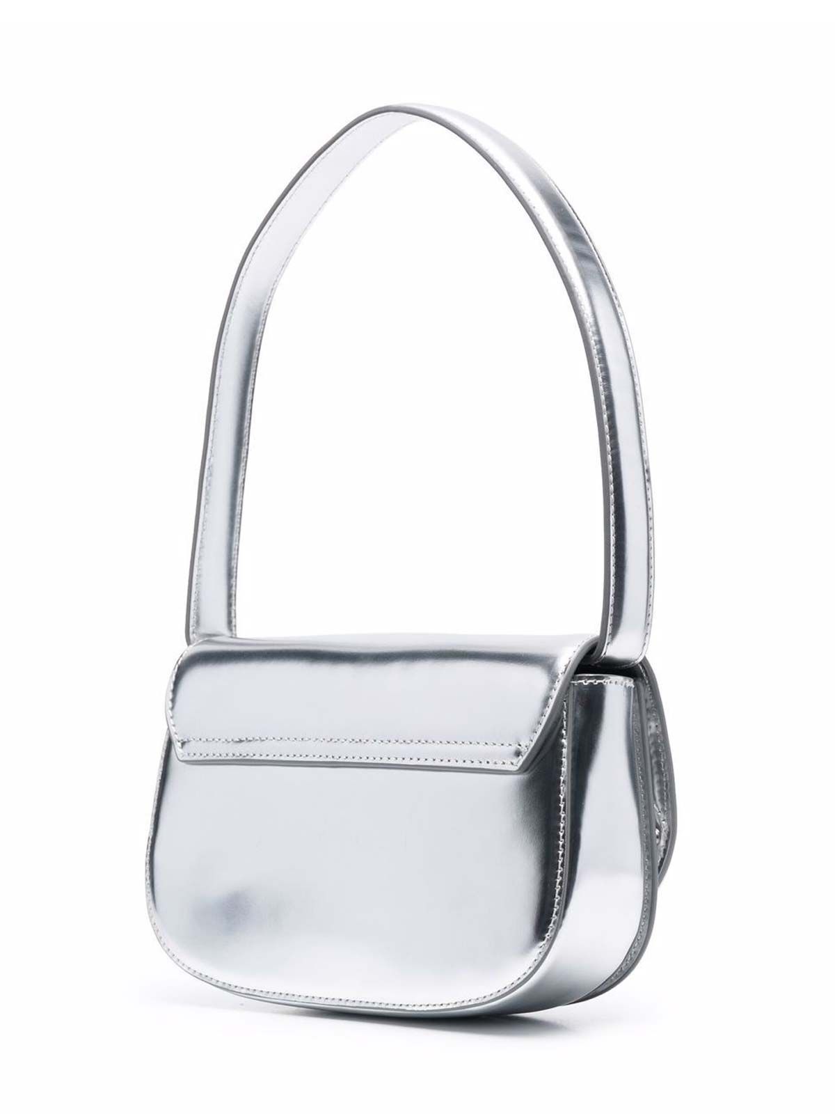 トートバッグ DIESEL FW25 Diesel Handbag (X08396.PS202 H0535 SILVER) Women's 1DR-Iconic shoulder bag in mirrored leather | Silver